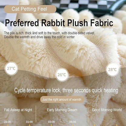 Luxuriöse Fleece-Hase Pelz Wurfdecke + 2 Kissenbezüge