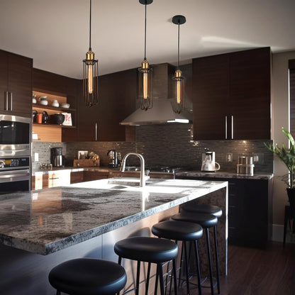 Industrielle Pendelleuchte im Retro-Design – Vintage Hängelampe mit Metallgitter