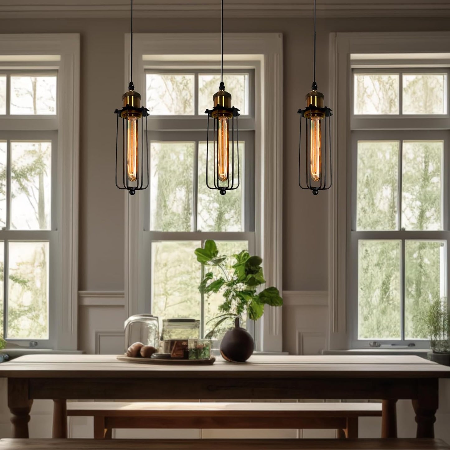 Industrielle Pendelleuchte im Retro-Design – Vintage Hängelampe mit Metallgitter