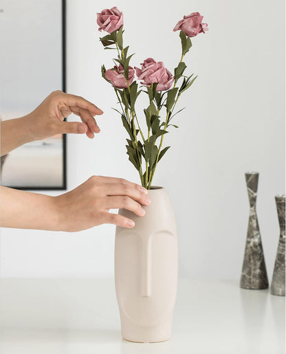 Avanté Vase – Schwarz & Weiß Abstrakte Keramische Menschengesicht Kunst