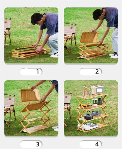 Mehrschichtiger Faltbarer Holzregal | Multifunktional und Tragbar