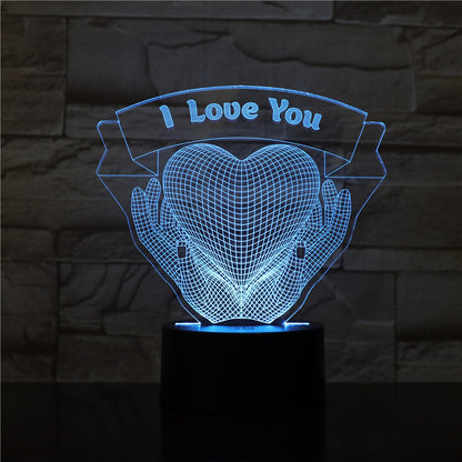 Hände Halten Herz 3D LED Liebes Nachttischlampe Geschenk