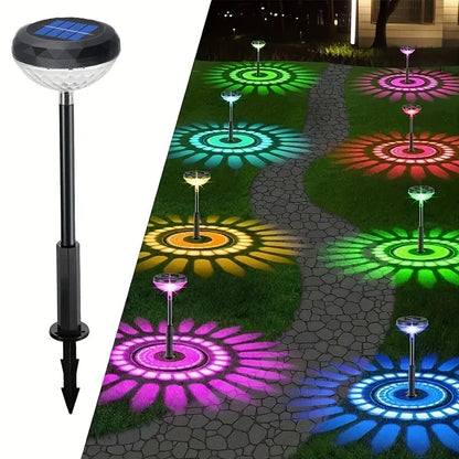 Solar Gartenlampe mit Farbwechsel – LED Gartenbeleuchtung für den Außenbereich mit Blütenmuster