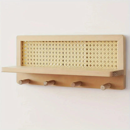 Garduru - Vintage Wandregal Mit Haken Für Flur, Büro & Wohnbereich