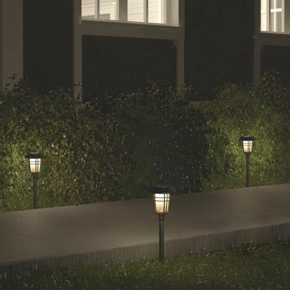 Set von 6 Solar-Gartenlichtern für atmosphärische Gartenbeleuchtung, betrieben mit Solarenergie