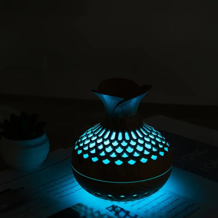 Aromatherapie-luftbefeuchter Mit LED – Diffuser In Holzoptik & Nachtlicht