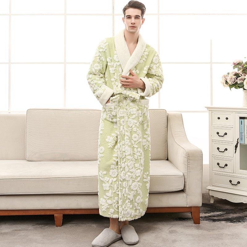 Garduru Flower Jacquard Fleece Pyjama Langer Bademantel