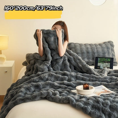 Garduru Fleece-Decke aus Faux Kaninchenfell – Weich, Warm & Vielseitig für Alle Jahreszeiten