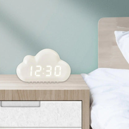 Süße Wolkenform LED Wecker – Sprachaktiviert – Weiß
