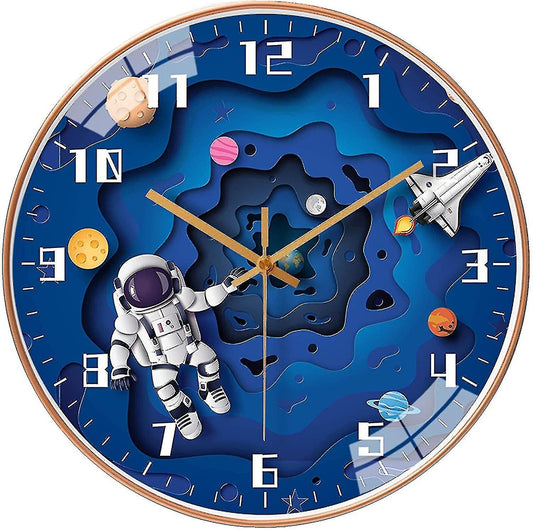 Bunte Kinder-Wanduhr mit Weltraummotiv – Spaßiges Lernen der Uhrzeit
