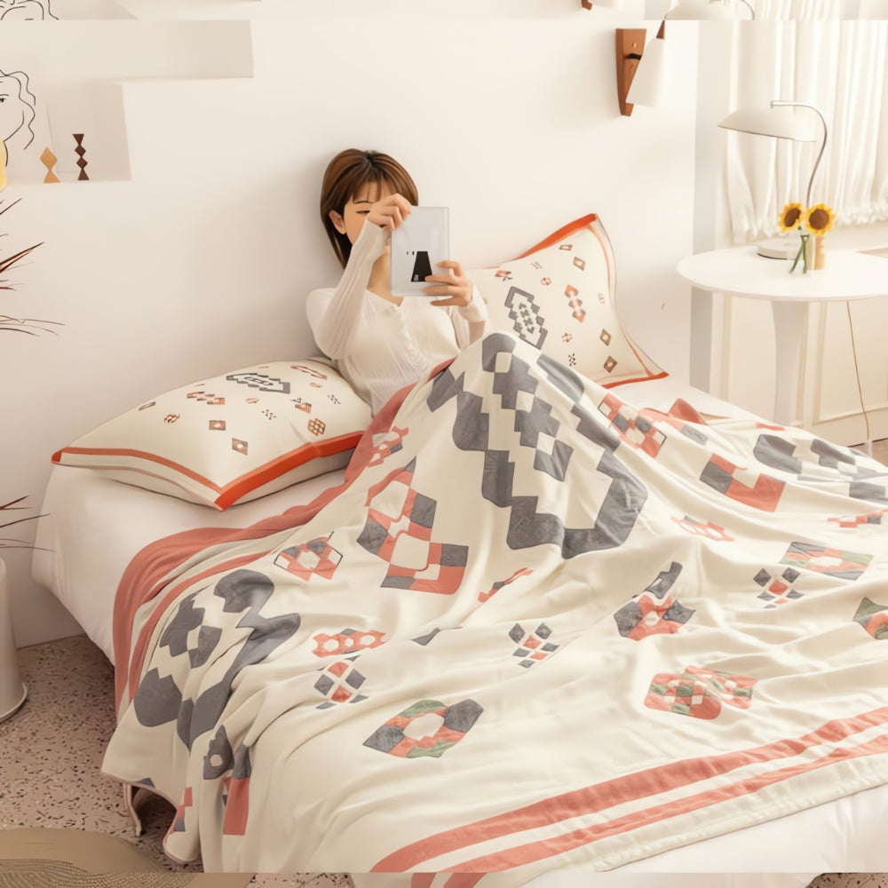 Chevron-Design Vier-Layer Baumwolle Decke