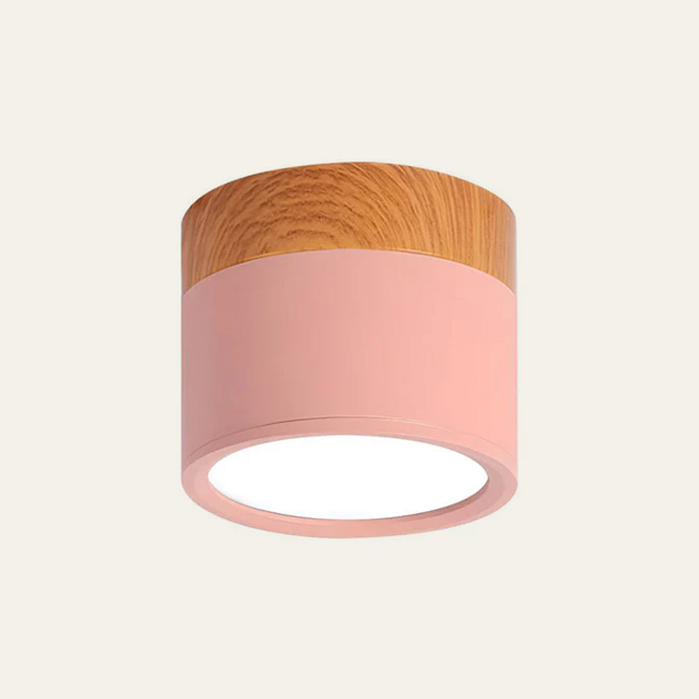 Deckenleuchte mit rosa Flush-Holzoberfläche
