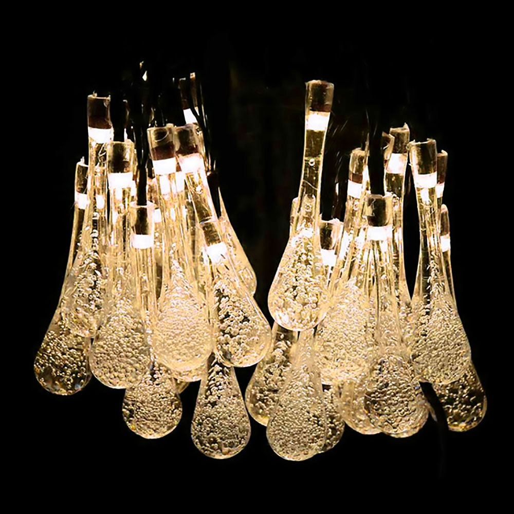 Solar LED Lichterkette – Bunte Tropfenlichter für Garten, Terrasse und Dekoration