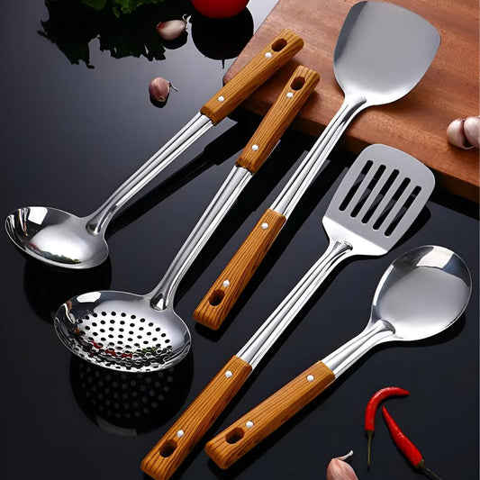 Chefévo – Luxuriöses Küchen-Set aus Edelstahl mit Holzgriff