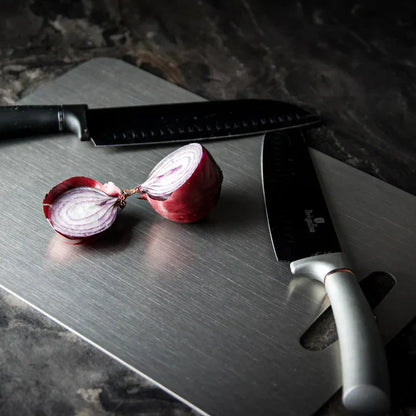TitanEdge – 100% Edelstahl Antibakterielle Schneidebrett für hygienisches und langlebiges Kochen