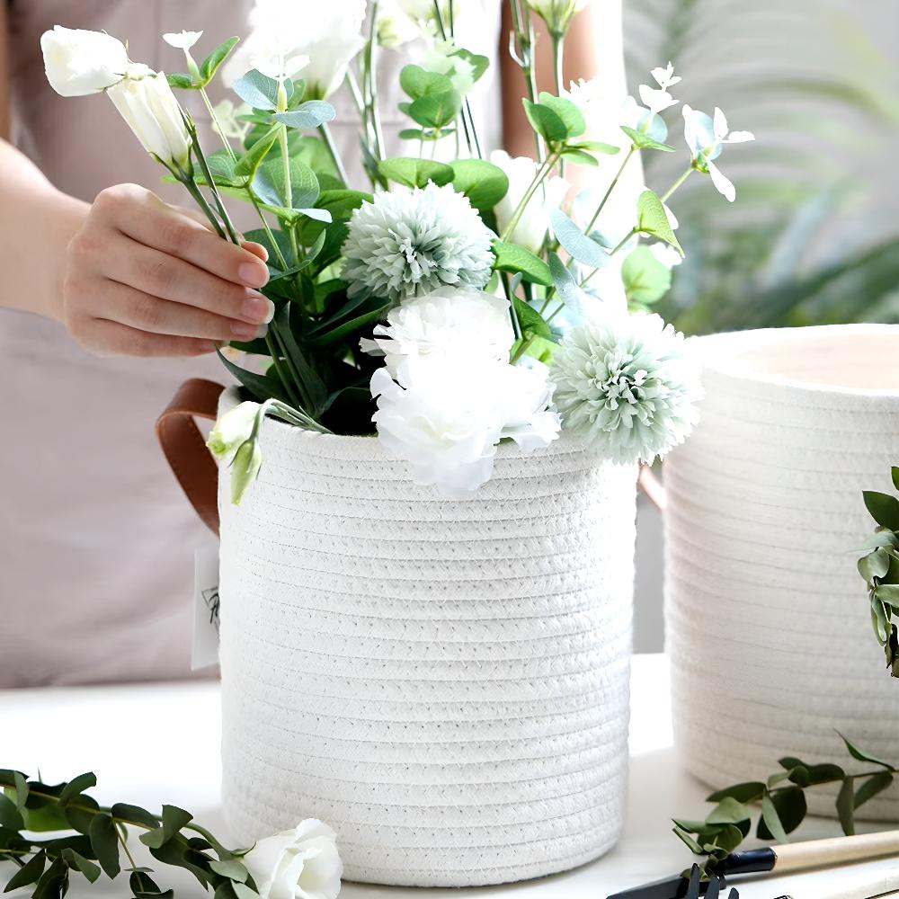Woven Cotton Rope Hanging Basket | 2er Set