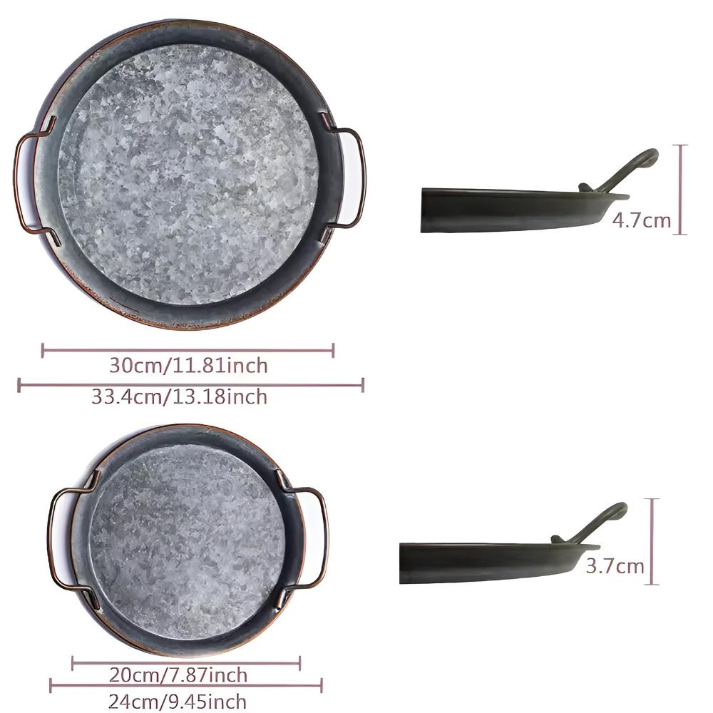 Retro Runde Metall Abendessen Serviertabletts