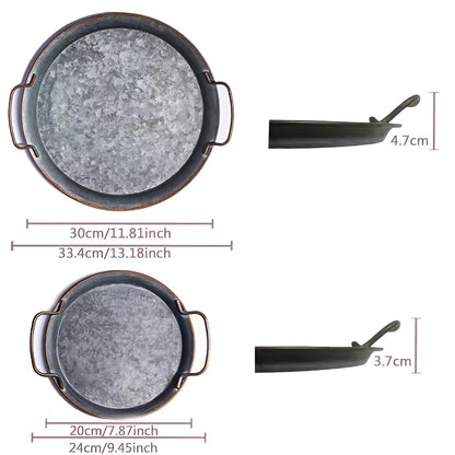 Retro Runde Metall Abendessen Serviertabletts