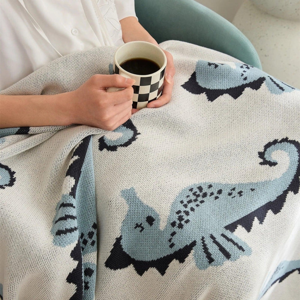 Maritimer Seepferdchen-Wurfdecke