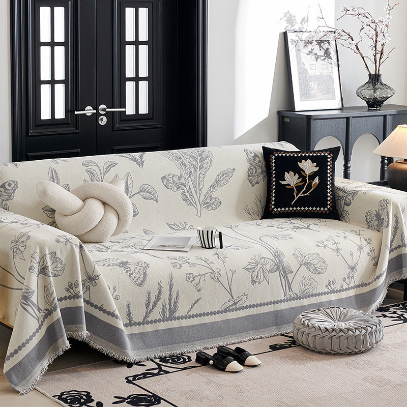 Romantische botanische Chenille Sofa-/Couchbezug