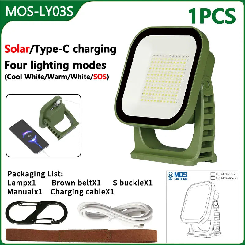 80W LED Solar-Aufladbare Campinglampe mit Magnet und Zoomfunktion