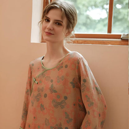 Retro-Stil Langarm-Nachtkleid