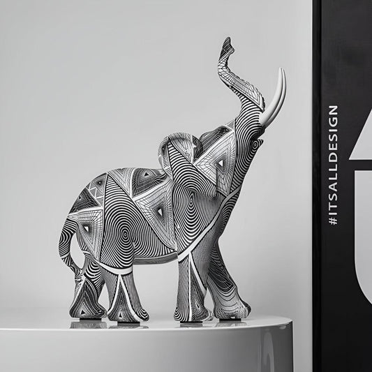 Schwarz & Weiß Spiral Elefant Figurine