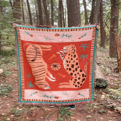 Leopard gewebte Quasten-Decke
