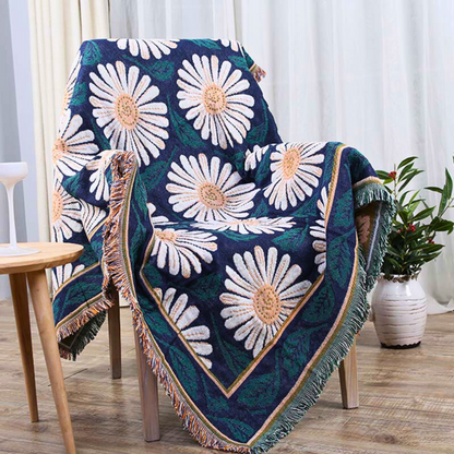 Bohemian Shiragiku Quasten Baumwoll Strickdecke
