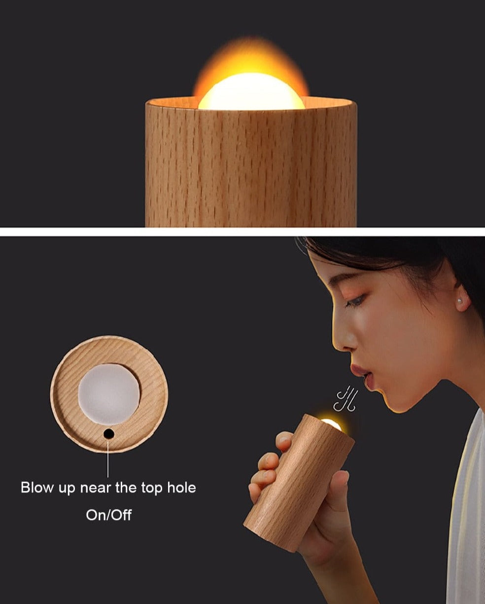 Royelux Lily Holzkerzenlicht - Warme Atmosphäre Buchenholz flackernde LED Lampe