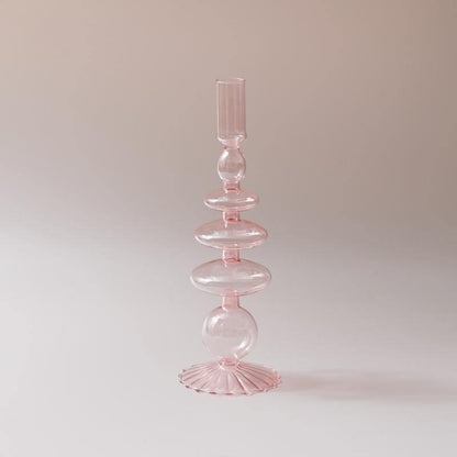 Garduru Pink Glas Kerzenhalter & Vasen Set | Elegantes Design | Vielseitige Tischdekoration