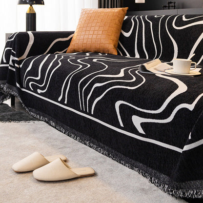 Monochrome Chic Chenille Sofa/Couch Wurfdecke