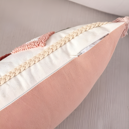 Geplüschter bestickter Boho-Kissenbezug