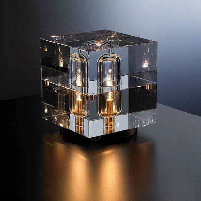 Garduru Kristall Tischlampe | Geometrisches Design | Rechteckig oder Quadratisch | 1-flammig