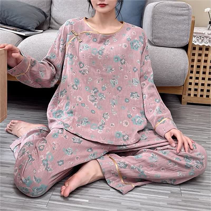 Pyjama-Set aus Baumwolle mit Pfingstrose in Übergröße