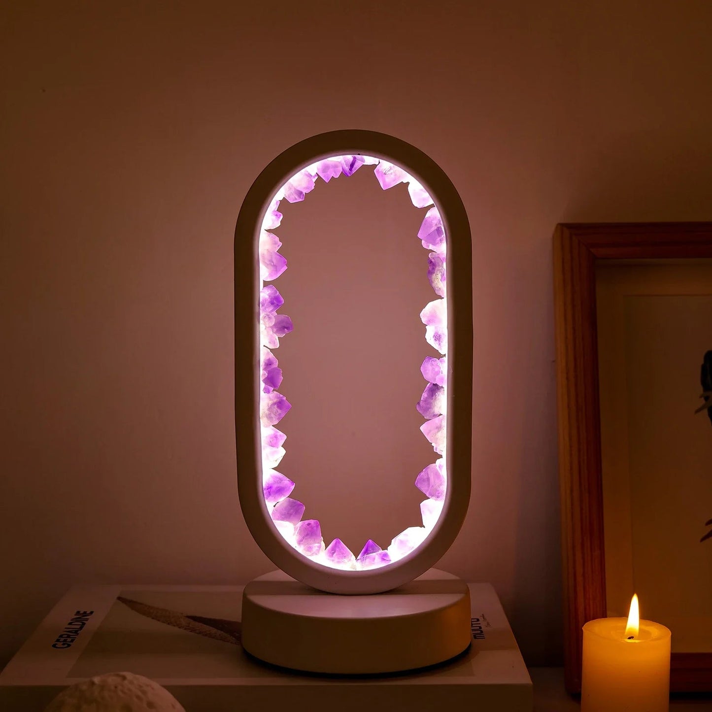 Garduru - Natürliche Amethyst-Lampe mit entspannender Lichtquelle für ruhige Atmosphäre