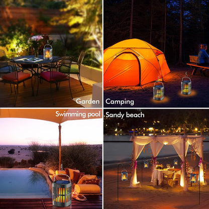 Solar LED Flammenlaterne – Dekorative Außenbeleuchtung für Garten und Terrasse mit Hängemöglichkeit