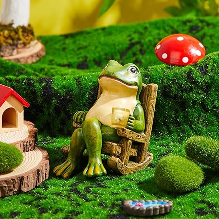 Leuchtender Gartenfrosch aus Kunststoffharz für bezaubernde Gartendekoration