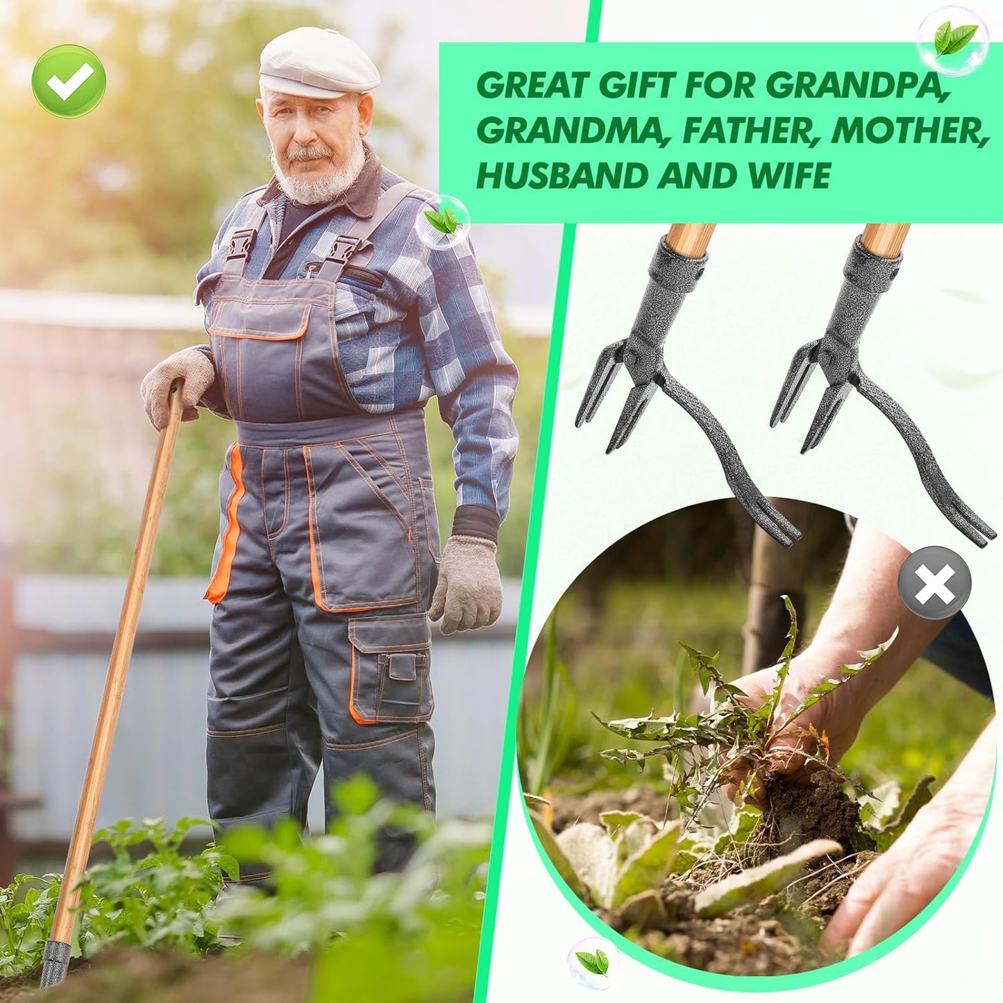 Unkrautzieher mit 4-Krallen-Kopf – Effektives Gartenwerkzeug aus Eisen zur Wurzelentfernung