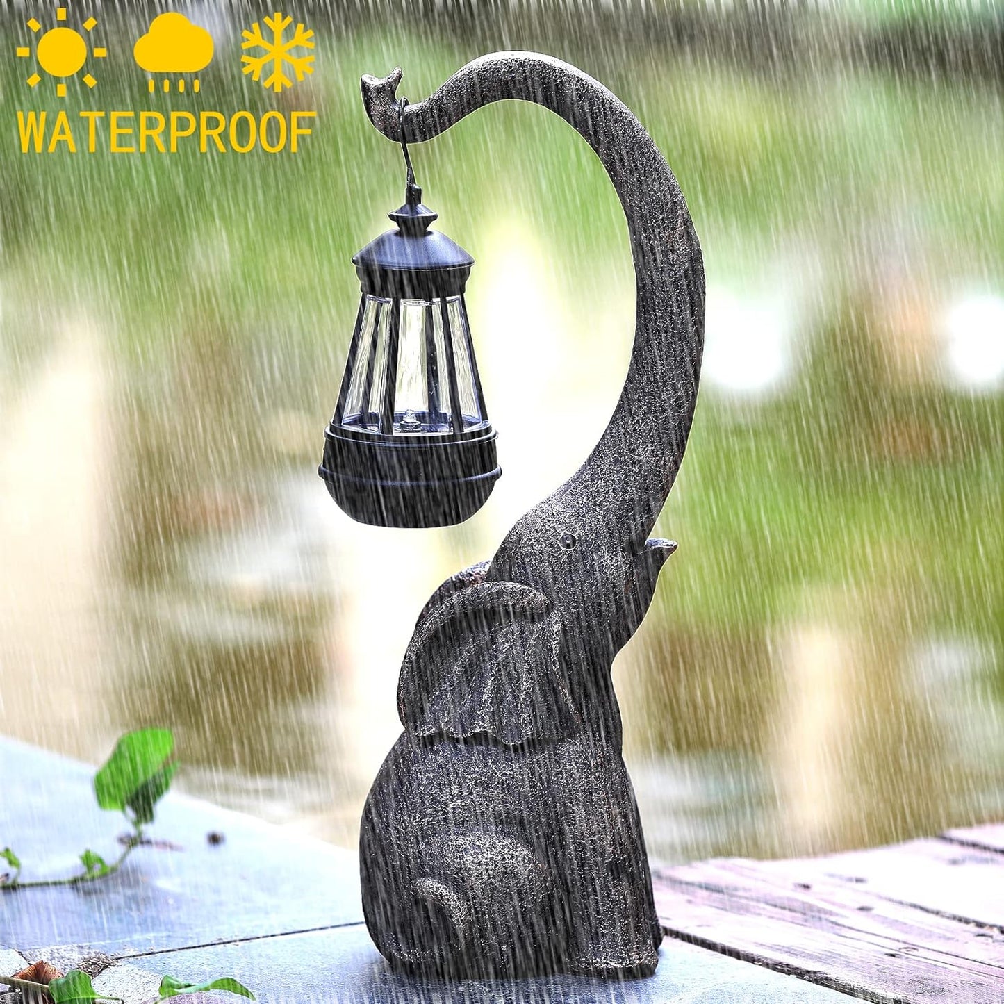 Garduru Solar Gartenlampe Enchanted Elephant | Stimmungslicht für Außen | Umweltfreundlich | Garten Deko Lampe