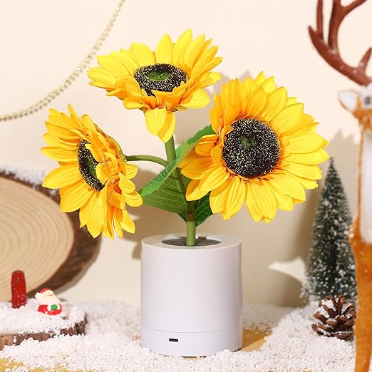 Leuchtende Sonnenblumenlampe – Natürlicher Glanz und Florale Eleganz