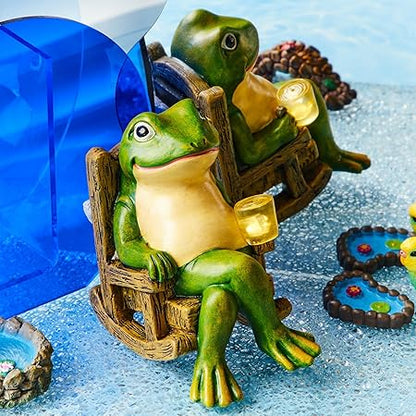 Leuchtender Gartenfrosch aus Kunststoffharz für bezaubernde Gartendekoration