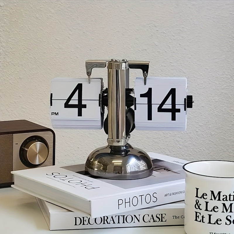 Clocteck Automatische Flip Seitenuhr - Retro Tischuhr für Zuhause und Büro Dekor