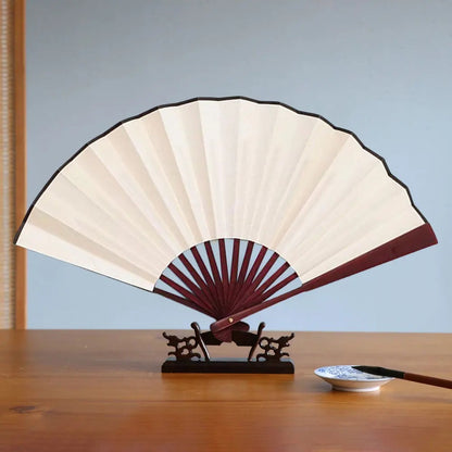Fächer – Traditionelles Design aus Erqing-Fächerknochen – Weiß