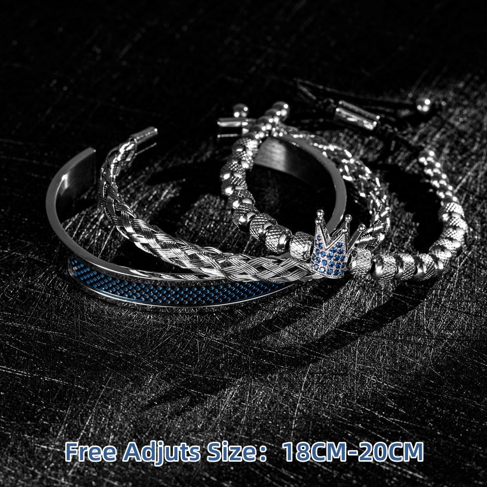 Crown Charm Armband – Goldplattierter Edelstahl mit Zirkonia – Verstellbar 18-21 cm