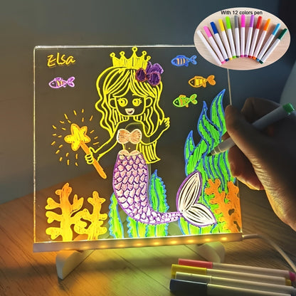 USB LED Notizbrett mit 12 Farbstiften - Leuchtende Nachrichtenwand für Büro & Zuhause