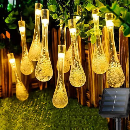 Solar LED Lichterkette – Bunte Tropfenlichter für Garten, Terrasse und Dekoration
