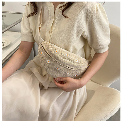 BreezyDaisy – Sommer Strohhäkel Umhängetasche