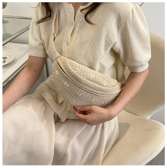 BreezyDaisy – Sommer Strohhäkel Umhängetasche