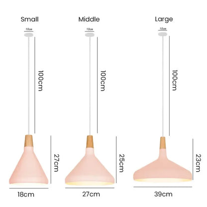 Aufhängung Französisches Macaron Conique - Lampe aus Aluminium und Holz im modernen und spielerischen Design